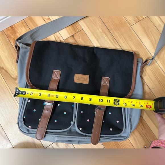 💥 5 for $15 - Black and Gray Canvas Messenger Bag with Adjustable Strap - Picture 5 of 6